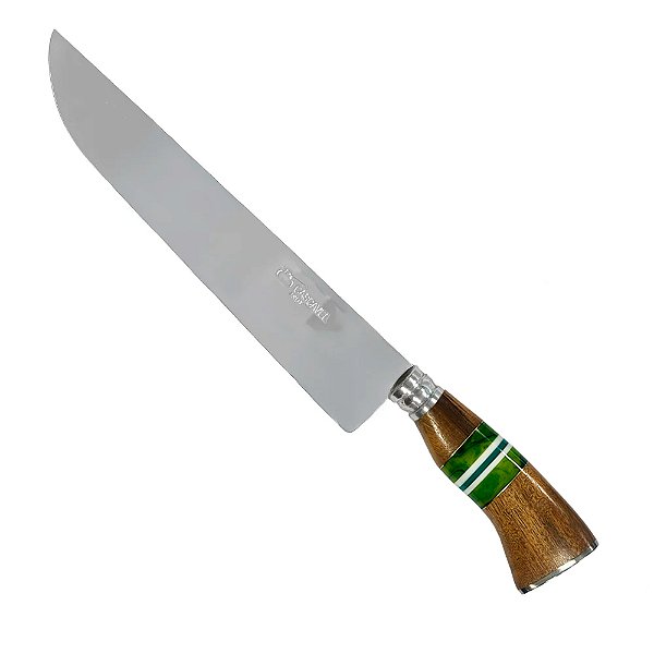 Faca Aço Inox 9'' Cabo Madeira / Resina Verde - Facas Cascavel