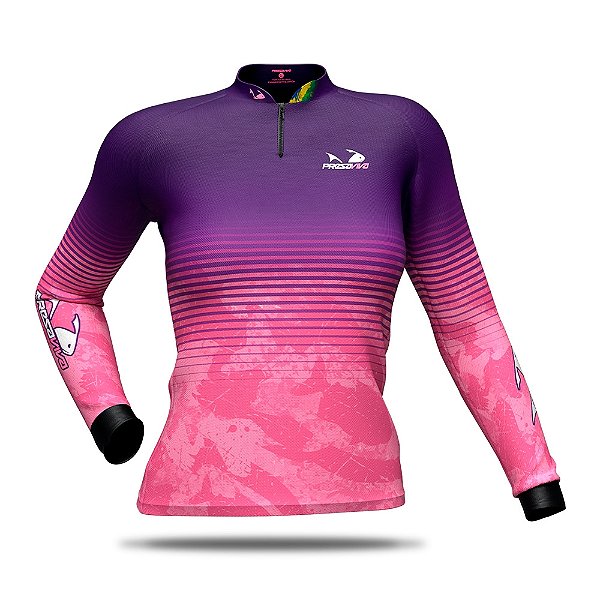 Camiseta de Pesca Feminina Baby PV13Lilás Rosa - Presa Viva