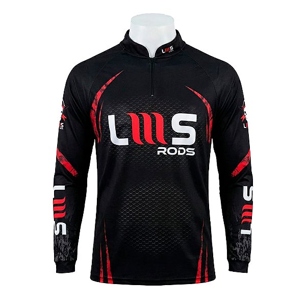Camiseta De Pesca UV50 Preta Manga Longa - Lms Rods