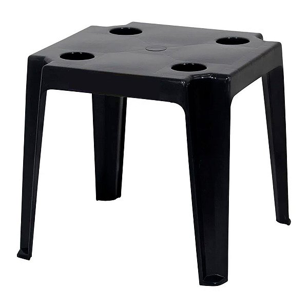 Mesa Plastica De Apoio Com Porta Copos Preta - Bel