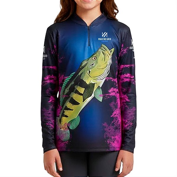 Camiseta Infantil FPS 50+ Tucunaré Rosa 32273 - Mar Negro