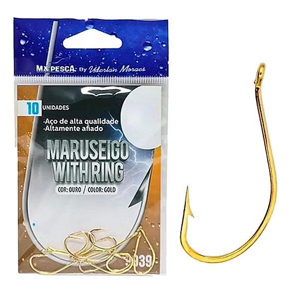 Anzol Maruseigo With Ring 9939 Com 10 Peças Dourado - MX Pesca