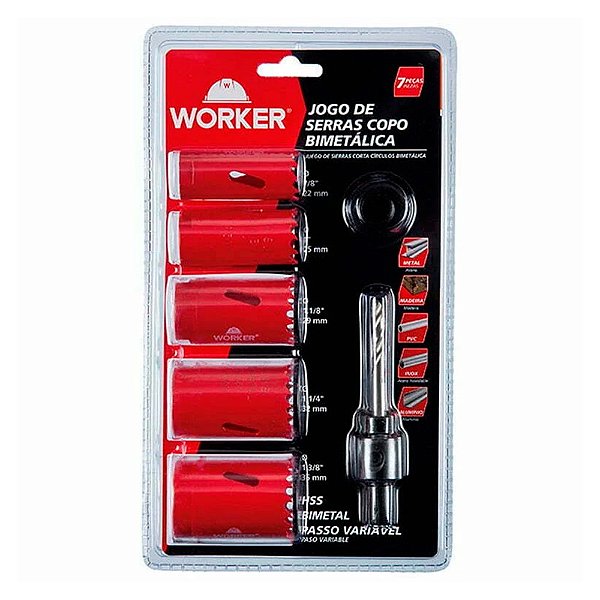 Jogo De Serras Copo Bimetálica 7 Peças - Worker