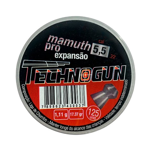 Chumbinho Technogun Mamuth Pro Expansão 5.5mm 125un.