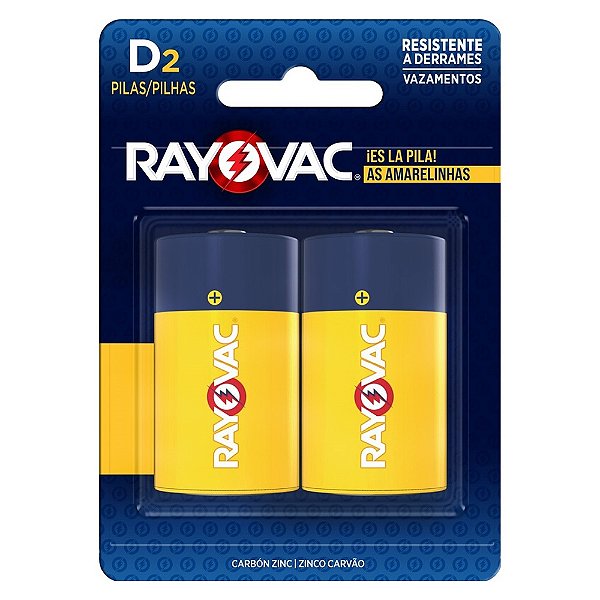Pilha Amarela Grande D 2Pcs - Rayovac