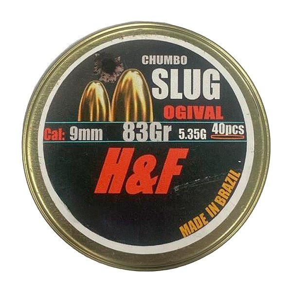 Chumbinho Slug 9mm 5.35g 83Grains 40pçs - H&F