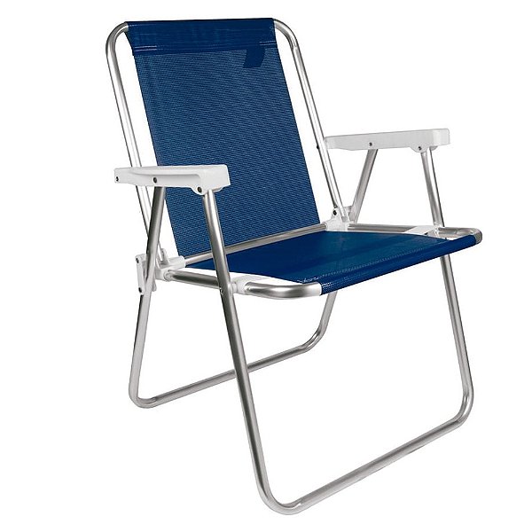 Cadeira Alta Aluminio Conforto Sannet Azul Marinho - Mor