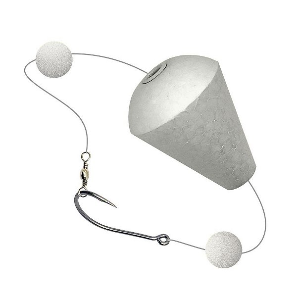 Bóia Pão Branca Isopor Mini Com Chicote e Anzol - Flex Fishing