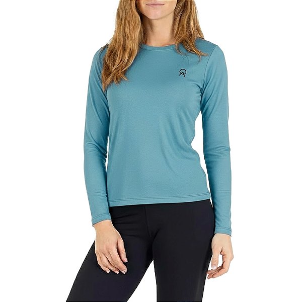 Camiseta Feminia Manga Longa UV50+ Repelente a Inseto Azul Jeans - Oro Adventure