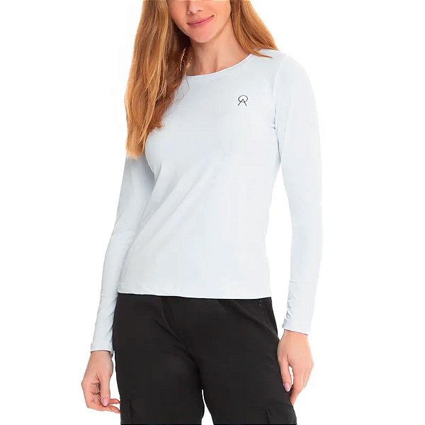 Camiseta Feminina Básica UV50+ ML Branco - Oro Adventure