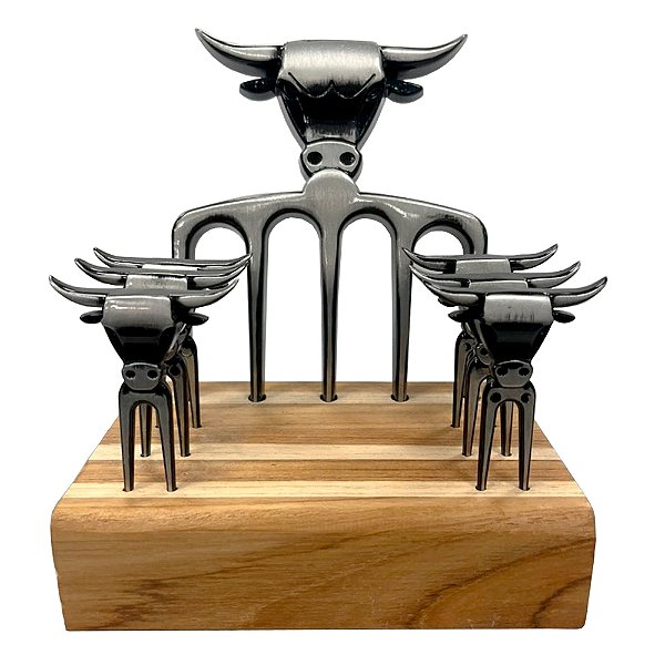 Kit Petisco Prata Velha Garfo 7 Peças - Churrasul