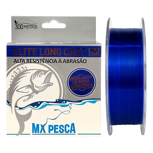 Linha Monofilamento Elite Long Cast 300Mts Azul - Mx Pesca