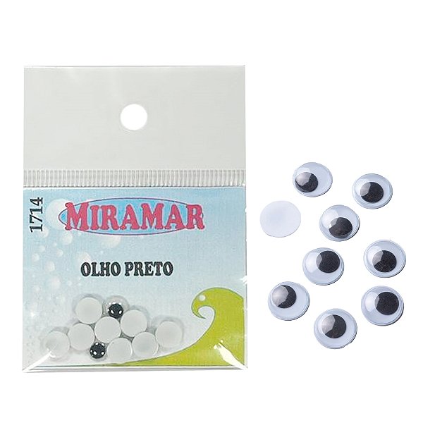 Kit 5 Pares Olho 3D Para Isca Artificial 7mm Preto - Miramar