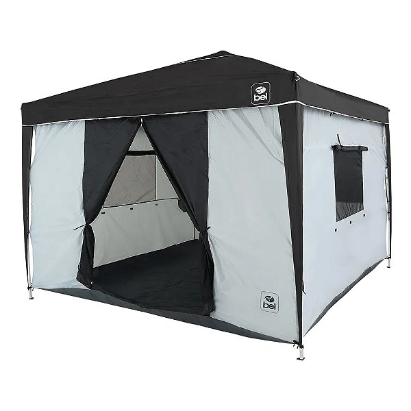 Barraca Para Gazebo Dobrável 3x3m Oasis Cinza/Preto - Bel