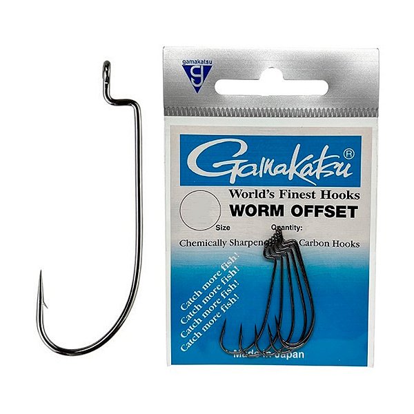 Anzol Worm Off Set Shank Black - Gamakatsu