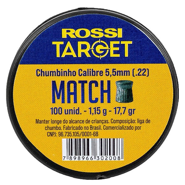 Chumbinho Match 1,15G 17,7Gr 100un Target - Rossi