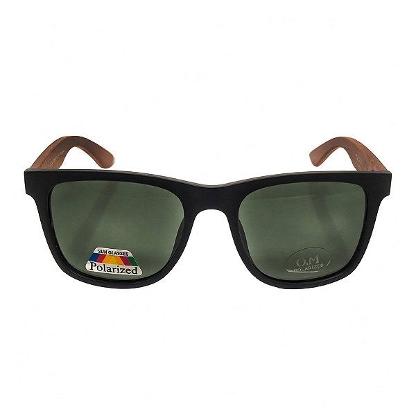 Òculos Casual Preto Lente Verde Haste Madeira CY2212 - Dispropil