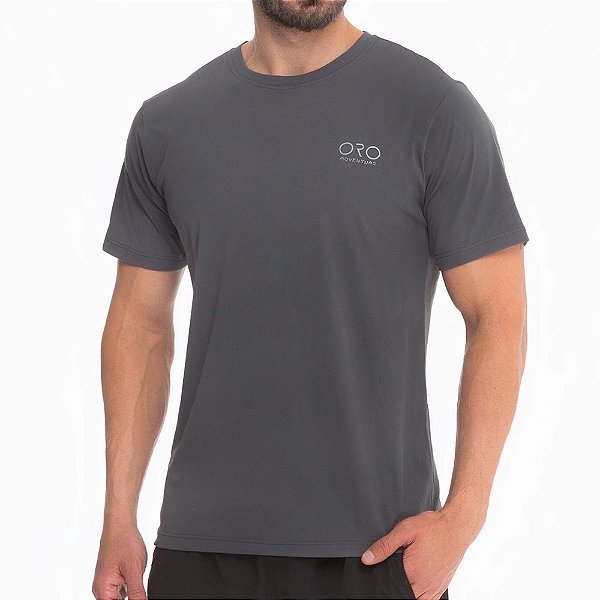 Camiseta Básica UV50+ Manga Curta Grafite - Oro Adventure