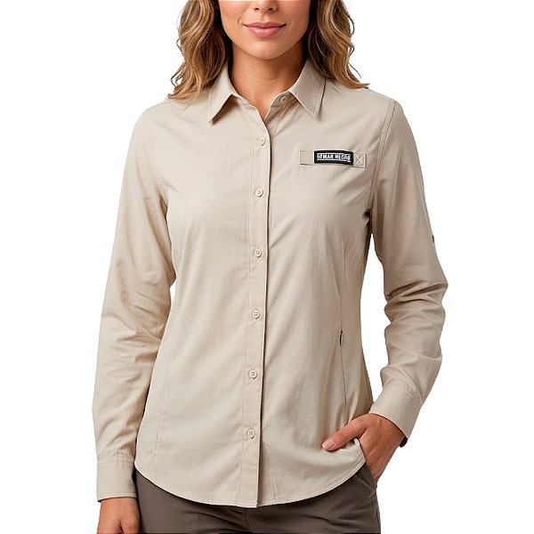 Camisa Feminina Classic Plus Areia - Mar Negro