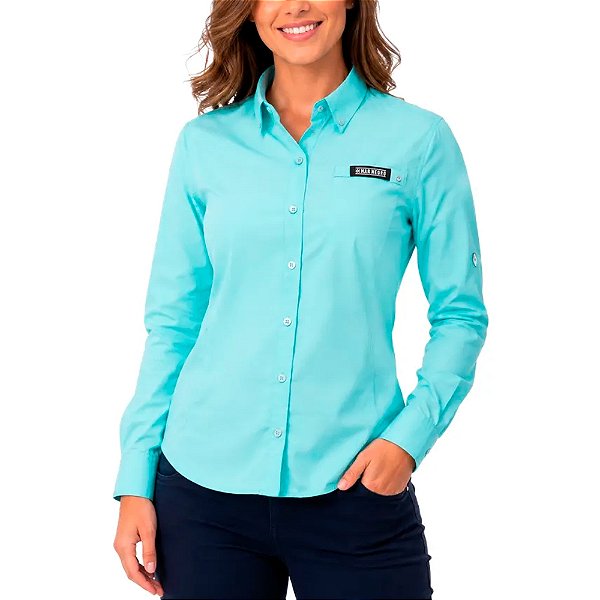 Camisa Feminina Classic Plus Azul Tiffany - Mar Negro