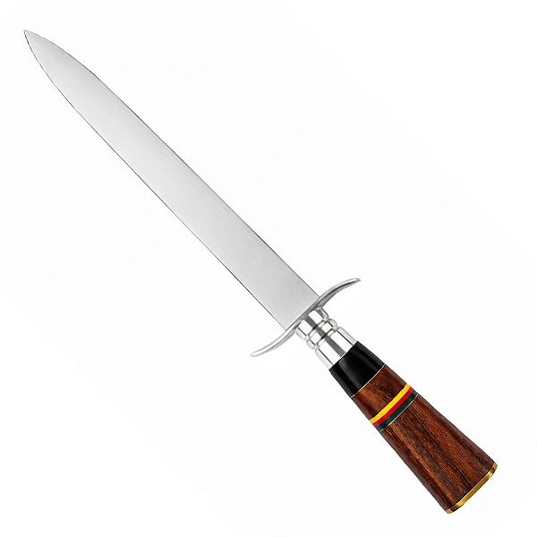 Faca Aço Inox 10'' Punhal Fino Cabo Madeira Listradas 680/10 - Facas Cascavel
