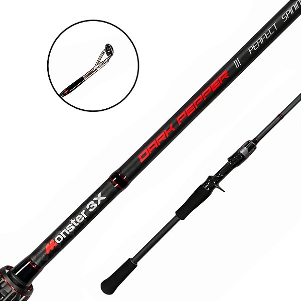 Vara Para Carretilha Mx3 Dark Pepper Inteiriça 1.90m 10-20lbs - Monster 3x