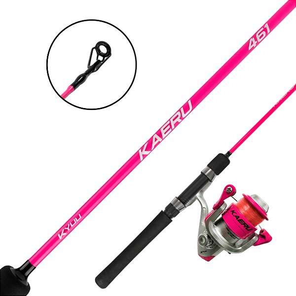 Kit Molinete Kaeru + Vara Molinete 1.35m 8-17lbs Rosa - Kyuu