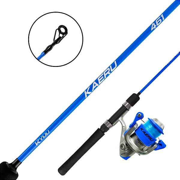 Kit Molinete Kaeru + Vara Molinete 1.35m 8-17lbs Azul - Kyuu