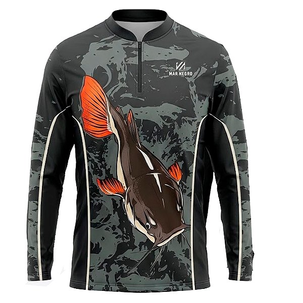 Camiseta de Pesca Masculina Premium Pira Grunge - Mar Negro