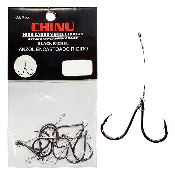 Anzol Encastoado Chinu Duplo Black c/5 - TopFishing