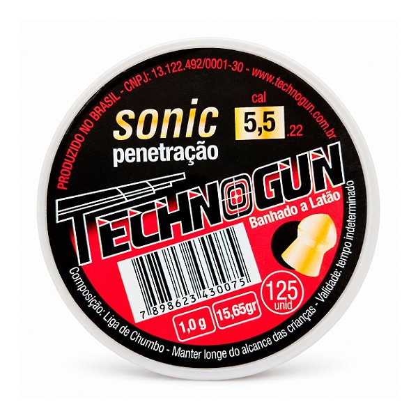 Chumbinhos Technogun Sonic Latonado 5.5mm 125un.