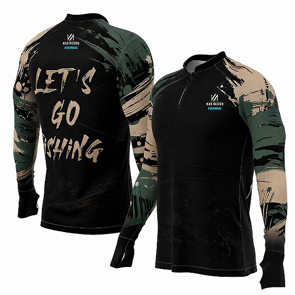 Camiseta De Pesca Premium FPS 50+ Let's Go - Mar Negro