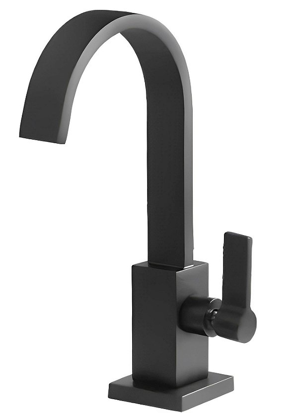 Torneira Metal Preto Fosco Quadrada Para Cuba Banheiro Lavabo 1/4 - 4445 Marchezan