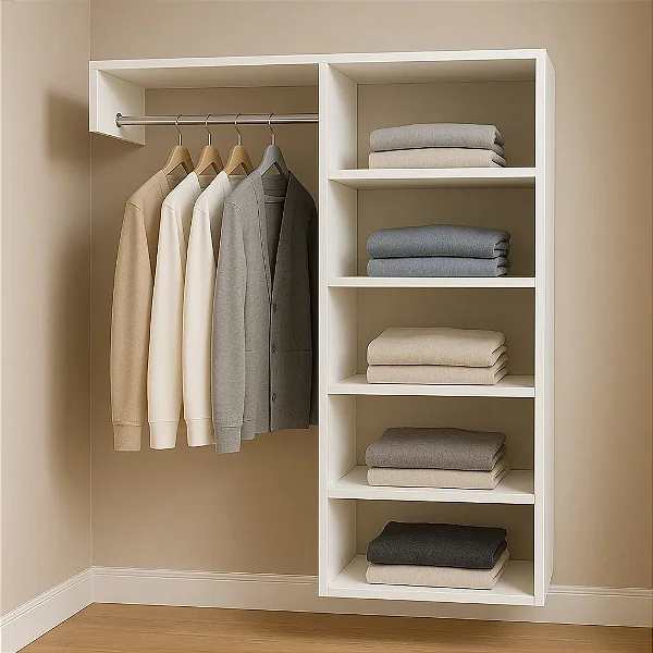 Closet Armário Nicho Estante Supenso De Parede Aberto Com Cabide Mdf