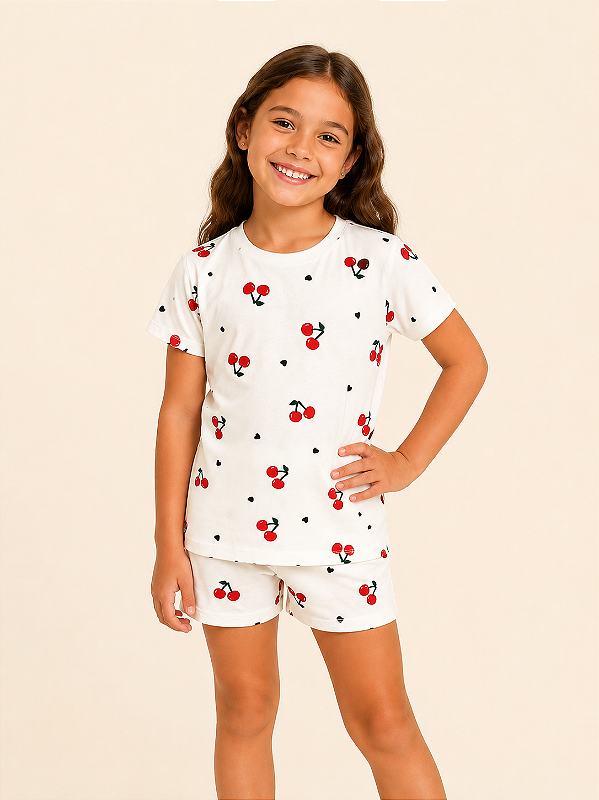 Pijama Infantil Cereja