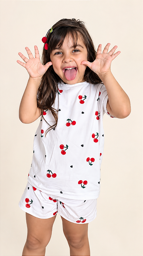 Pijama Infantil Cereja