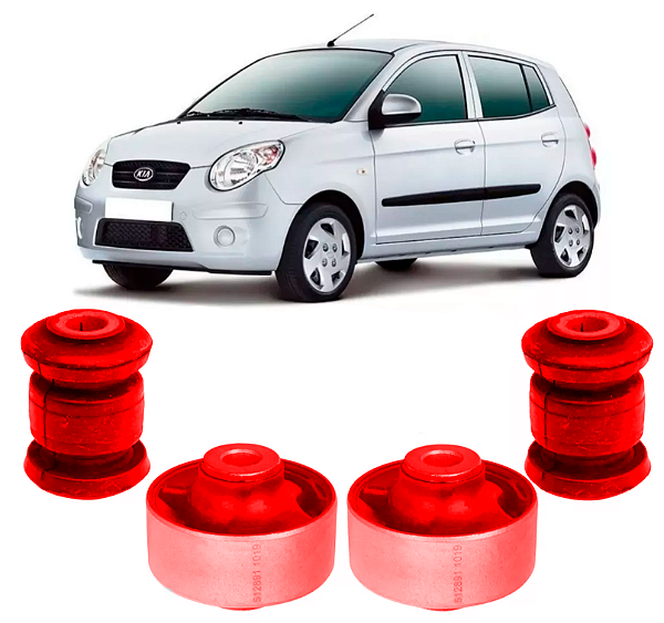 Kit 4 Bucha Bandeja Dianteira Kia Picanto 2006 2007 2008 09 em Pu Poliuretano