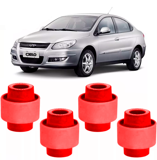 Kit Bucha Braço Curvo Bumerangue Traseiro Chery Cielo em Pu Poliuretano