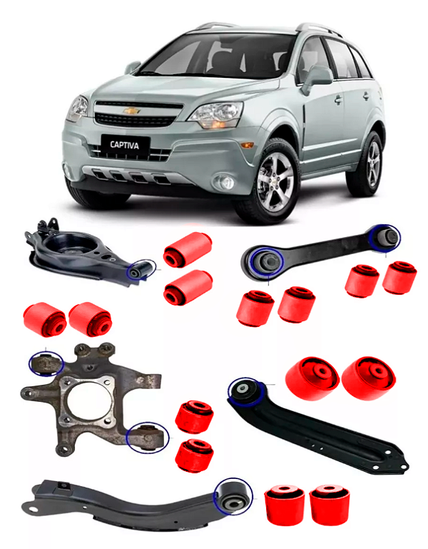 Kit Bucha Braço Suspensão Traseira Chevrolet Captiva 2008/16 em Pu Poliuretano