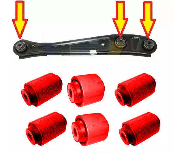 Kit 6 Bucha Braço Traseiro Maior Suspensão Civic 91...00 em Pu Poliuretano