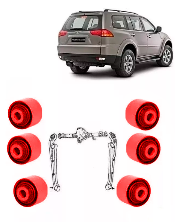Kit Bucha Braço Suspensão Traseira Pajero Dakar 2009/2016 em Pu Poliuretano