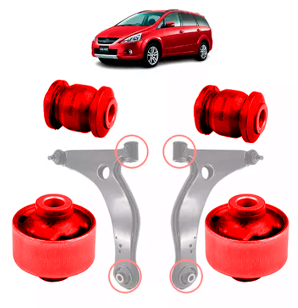 Kit Bucha Maior Menor Bandeja Diant Mitsubishi Grandis 03/12 em Poliuretano