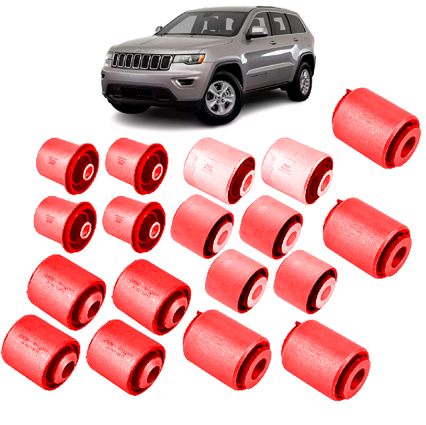 Kit 18 Buchas suspensão traseira completa JEEP GRAND CHEROKEE 2011 2012 2013 2014 2015 2016 2017 Em Pu Poliuretano Pré Encomenda Segunda quinzena Janeiro