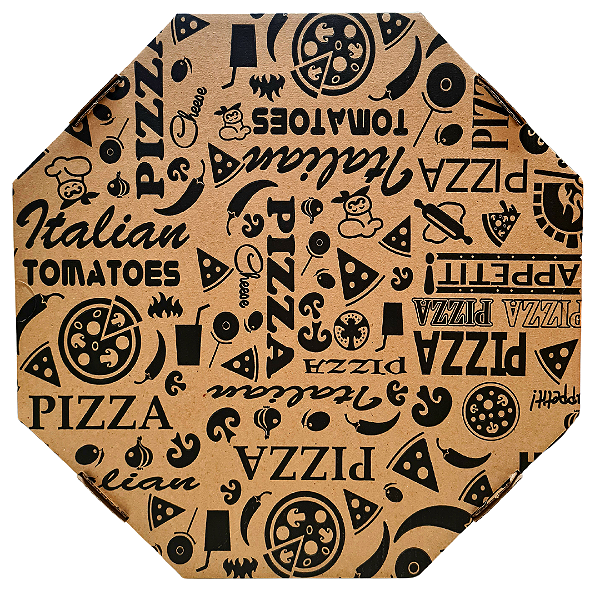 Caixa Para Pizza Oitavada Flexografia 35cm X 3cm - Kit 25 Unidades