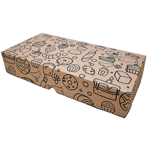 Caixa para Salgados/Doces Pequena Conjugada Parda 35x17,5x6 Flexografia - Pacote com 10 unidades