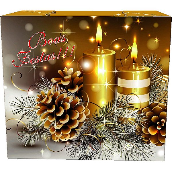 Caixa de Natal "Boas Festas" – Modelo Grande - Kit com 20 Unidades