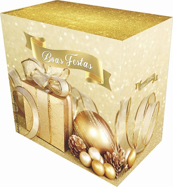 Caixa de Natal Média "Boas Festas" Modelo L404 - Kit com 10 Unidades