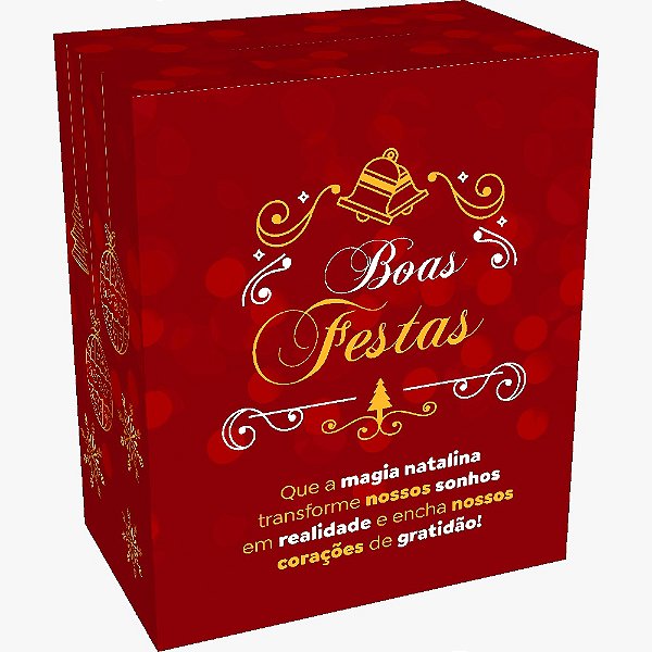 Caixa de Natal Pequena Boas Festas Modelo L 416 - Kit com 10 Unidades