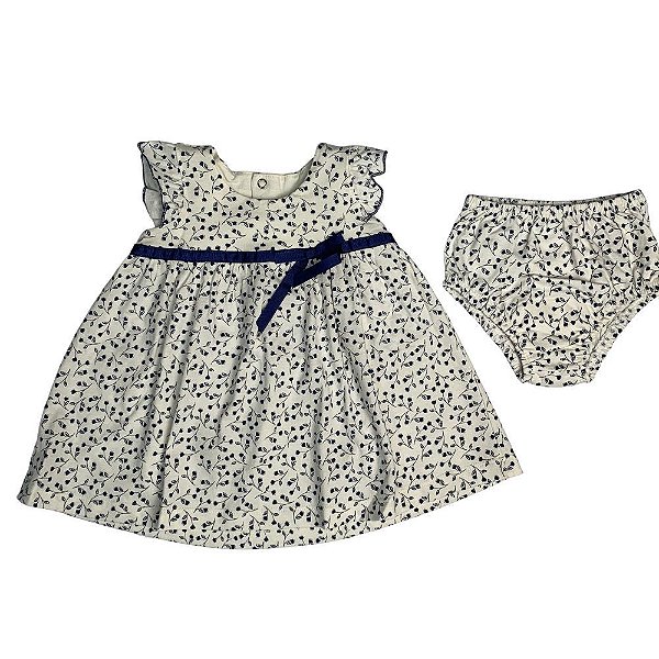 Vestido Bebê/Infantil Mangas Curtas Raminhos