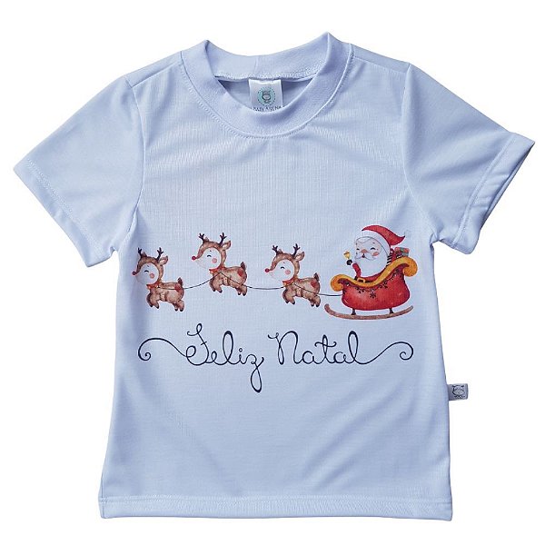 Camiseta Infantil Mangas Curtas Natal Trenó
